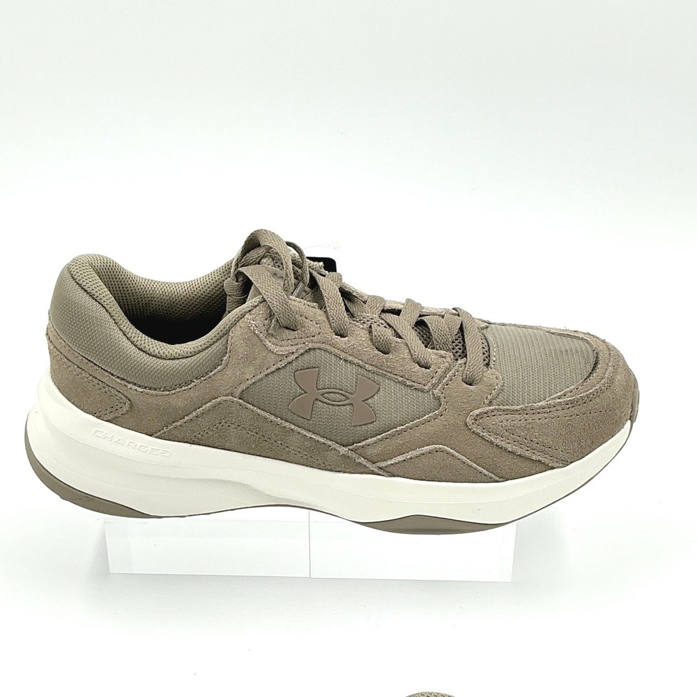 Under Armour Mens Size 8.5 Sneakers Taupe Brown Suede Mesh NEW Charged 90s $80